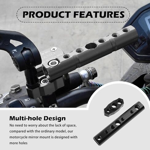 Motorcycle Mirror Extenders for 8mm & 10mm,Motorcycle Mirror Mount with Multi Mounting Holes,Multi-Purpose Motorcycles Handlebar Mount for Fixing Mirrors,Spotlights,Phone Holders in Saudi Arabia