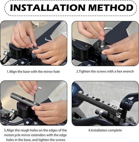 Motorcycle Mirror Extenders for 8mm & 10mm,Motorcycle Mirror Mount with Multi Mounting Holes,Multi-Purpose Motorcycles Handlebar Mount for Fixing Mirrors,Spotlights,Phone Holders in Saudi Arabia