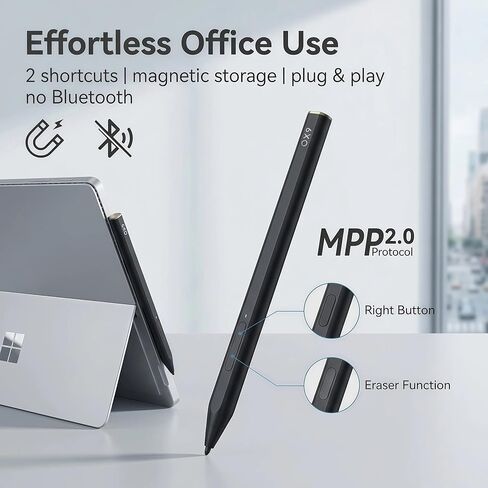 Stylus Pen for Surface, 4096 Pressure MPP 2.0 Pen for Microsoft Surface Pro 11/9/8/7/X/Laptop/Studio/Go, Compatible with Kobo Libra Colour/HP Envy x360/ASUS ZenBook, Palm Rejection & Tilt Support in Saudi Arabia