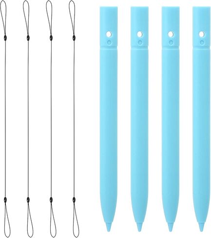 Ymapinc 4-Pack LCD Writing Tablet Stylus Pens with Anti-Loss Lanyard - 4.45 Inch Replacement Pens for Doodle Board & Drawing Tablet - Light Blue in Saudi Arabia
