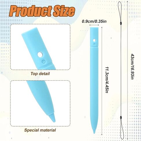 Ymapinc 4-Pack LCD Writing Tablet Stylus Pens with Anti-Loss Lanyard - 4.45 Inch Replacement Pens for Doodle Board & Drawing Tablet - Light Blue in Saudi Arabia