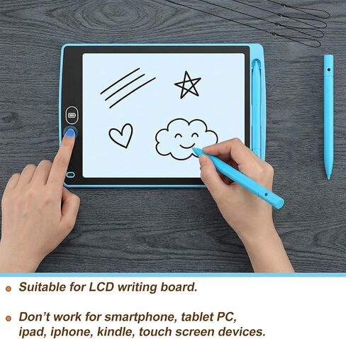 Ymapinc 4-Pack LCD Writing Tablet Stylus Pens with Anti-Loss Lanyard - 4.45 Inch Replacement Pens for Doodle Board & Drawing Tablet - Light Blue in Saudi Arabia