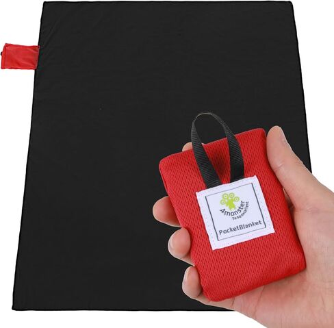 2 in 1 Beach Blanket Waterproof Sandproof Pocket Picnic Outdoor Mat with Portable Bag, 1 People Foldable Sand Free Hiking Grass Ground Camping Music Festival Car Travel Roadtrip RV Essential (Red) in Saudi Arabia