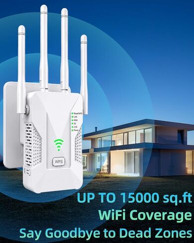 2026 WiFi Extender Signal Booster, 1200Mbps Dual Band 5GHz&2.4GHz Internet Booster, Up to 15000 Sq.Ft Coverage, 3-in-1 WiFi Repeater with 2 Ethernet Ports, Home & Outdoor in Saudi Arabia