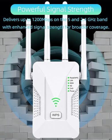 2026 WiFi Extender Signal Booster, 1200Mbps Dual Band 5GHz&2.4GHz Internet Booster, Up to 15000 Sq.Ft Coverage, 3-in-1 WiFi Repeater with 2 Ethernet Ports, Home & Outdoor in Saudi Arabia
