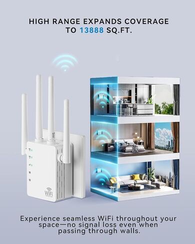 WiFi Extender, 2026 Signal Booster with Dual Band 5GHz/2.4GHz, Long Range Up to 14000 sq. ft, Internet Extender WiFi Booster, WiFi Extenders Signal Booster for Home and Outdoors (Model FT03) in Saudi Arabia