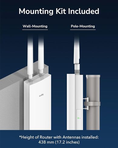 نقطة وصول Cudy Outdoor AX3000 HighPowerWiFi6، مقاومة للطقس IP65، منافذ FEM خارجية عالية الطاقة، منافذ Gigabit RJ45، دعم 802.3at أو 48~57V PoE السلبي، الحماية من الصواعق، MU-MIMO (متجدد) in Kuwait