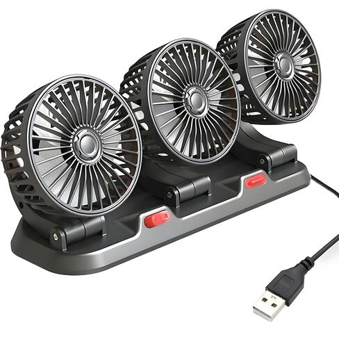 Triple-Head USB Car Fan, 5V Portable Air Circulator Fan with 360° Rotation & Quiet Motor, Small Desk Fan for Car Truck RV Boat Home Office, Plug & Play USB Powered Cooling Fan in Saudi Arabia
