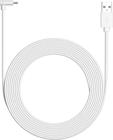 كابل طاقة USB-A إلى USB-C بطول 20 قدمًا، متوافق مع Ring Indoor Cam Plus، أبيض - سلك طاقة طويل للغاية لوضع يصعب الوصول إليه (أبيض، 20 قدمًا) in Kuwait
