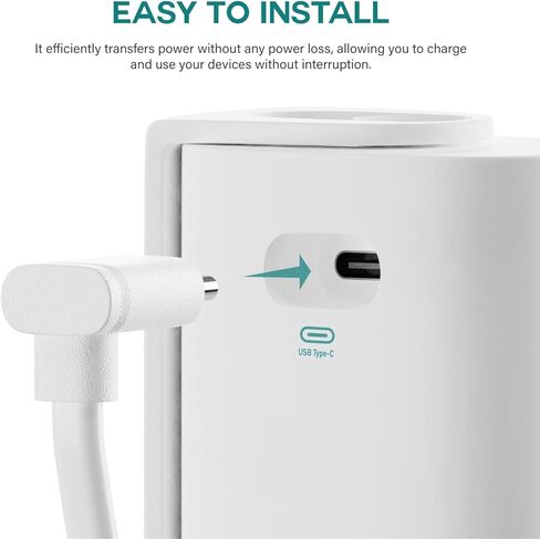 كابل طاقة USB-A إلى USB-C بطول 20 قدمًا، متوافق مع Ring Indoor Cam Plus، أبيض - سلك طاقة طويل للغاية لوضع يصعب الوصول إليه (أبيض، 20 قدمًا) in Kuwait