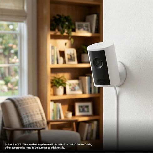 كابل طاقة USB-A إلى USB-C بطول 20 قدمًا، متوافق مع Ring Indoor Cam Plus، أبيض - سلك طاقة طويل للغاية لوضع يصعب الوصول إليه (أبيض، 20 قدمًا) in Kuwait