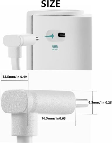 كابل طاقة USB-A إلى USB-C بطول 20 قدمًا، متوافق مع Ring Indoor Cam Plus، أبيض - سلك طاقة طويل للغاية لوضع يصعب الوصول إليه (أبيض، 20 قدمًا) in Kuwait