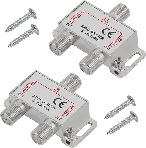 2pack 2-Way Coax Cable Splitter 5-2400MHz,RG6 Compatible, for Satellite/Cable TV and Internet, CATV Antenna System in Saudi Arabia