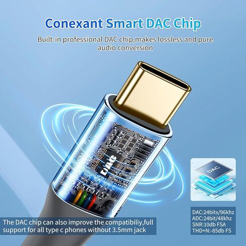 محول USB C إلى 3.5 مم Aux إلى USB C (عبوة من قطعتين)، محول USB C إلى Aux نوع C Hi-Fi USB C إلى محول مقبس سماعة الرأس لهاتف Iphone 17 Pro Max/17 Pro، 16/15 Pro Max، 16/15 Pro، Galaxy S24/S23/S22 Ultra، Ipad Pro in Kuwait