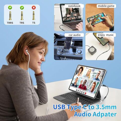 محول USB C إلى 3.5 مم Aux إلى USB C (عبوة من قطعتين)، محول USB C إلى Aux نوع C Hi-Fi USB C إلى محول مقبس سماعة الرأس لهاتف Iphone 17 Pro Max/17 Pro، 16/15 Pro Max، 16/15 Pro، Galaxy S24/S23/S22 Ultra، Ipad Pro in Kuwait