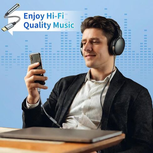 محول USB C إلى 3.5 مم Aux إلى USB C (عبوة من قطعتين)، محول USB C إلى Aux نوع C Hi-Fi USB C إلى محول مقبس سماعة الرأس لهاتف Iphone 17 Pro Max/17 Pro، 16/15 Pro Max، 16/15 Pro، Galaxy S24/S23/S22 Ultra، Ipad Pro in Kuwait