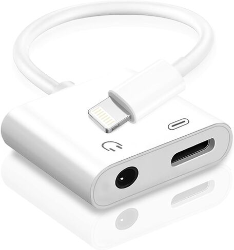 محول مقبس سماعة الرأس Lightning إلى 3.5 مم، شاحن 2 في 1 معتمد من Apple MFi ودونجل صوت لهاتف iPhone 14/13/12/11/XS/XR، الشحن والاستماع، شريحة DAC، صوت هاي فاي، للسيارة Aux، المنزل، السفر (2، أبيض) in Kuwait