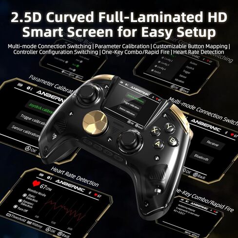 Voacle RG G01 Interactive Screen Wireless Gaming Controller Compatible with PC/Steam/Linux/Android/Switch/IOS 2.4G Wireless Bluetooth Controller Gamepad Hall Effect Triggers(Black) in Kuwait