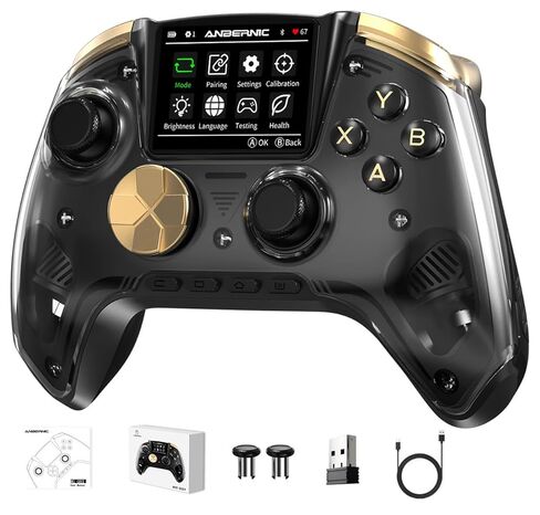 Voacle RG G01 Interactive Screen Wireless Gaming Controller Compatible with PC/Steam/Linux/Android/Switch/IOS 2.4G Wireless Bluetooth Controller Gamepad Hall Effect Triggers(Black) in Kuwait