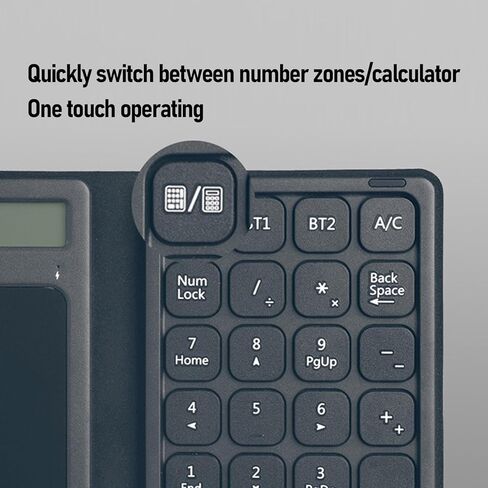 Focket 23 Keys Numeric Keypad, Wireless Number Pad with Touchpad Calculator 3 in 1 Foldable Ultra Thin Design PU Leather Case for Laptop Tablet PC OS X in Saudi Arabia