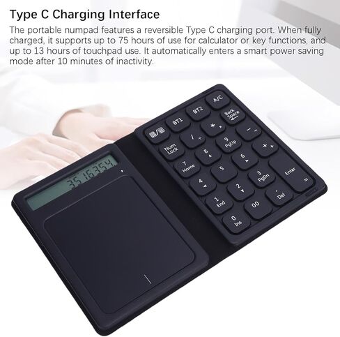 Focket 23 Keys Numeric Keypad, Wireless Number Pad with Touchpad Calculator 3 in 1 Foldable Ultra Thin Design PU Leather Case for Laptop Tablet PC OS X in Saudi Arabia
