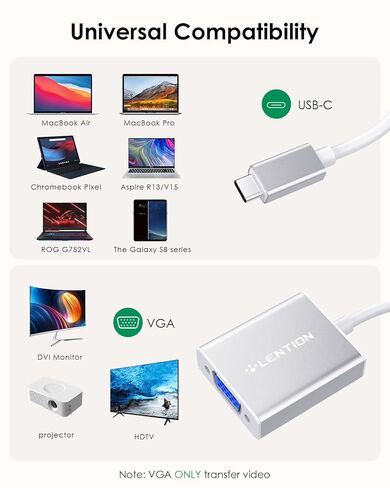 USB-C to VGA 1080P Adapter, Elegant Silver in Saudi Arabia