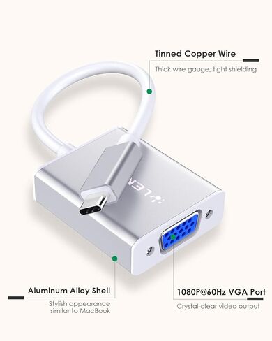 USB-C to VGA 1080P Adapter, Elegant Silver in Saudi Arabia