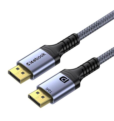 كابل منفذ عرض 6FT إلى Displayport 2.1، منفذ عرض 80 جيجابت في الثانية إلى كابل منفذ العرض، 16K@60 هرتز/8K@120 هرتز/4K@240 هرتز/2K@360 هرتز DP إلى DP 2.1 سلك لـ DP80، HDR، DSC، شاشة ألعاب FreeSync، 5090، 7900XTX in Kuwait