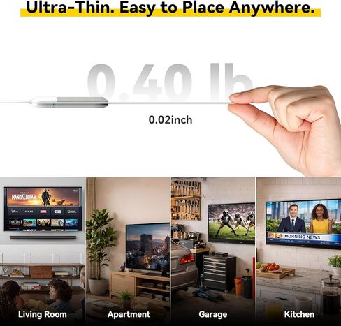 هوائي تلفزيون داخلي 2026، هوائي HDTV مضخم مع استقبال 75 ميلاً، كابل 16 قدم، معزز إشارة USB، ATSC 3.0، تلفزيون ذكي 4K 1080p، VHF UHF، رفيع للغاية، قنوات محلية بدون كابل in Kuwait