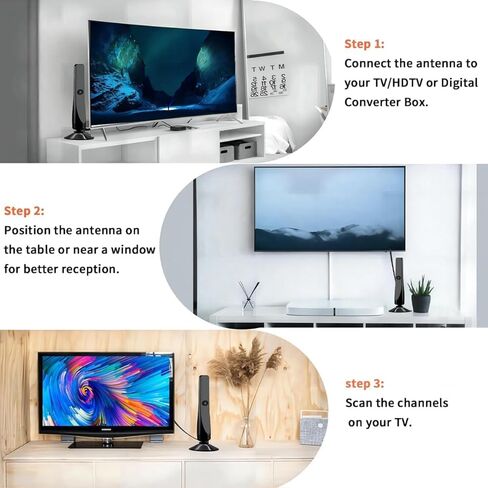 هوائي تلفزيون 2026Wave Max - هوائي رقمي داخلي طويل المدى للتلفزيون عالي الدقة مع مضخم إشارة ذكي، يدعم 8K 4K 1080p، تقنية Beamforming للقنوات المحلية والبعيدة (2 قطعة) in Kuwait