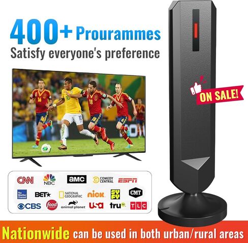 TV Antenna for Smart TV Indoor,2026 Digital TVAntenna with Stick Base, 360° Long Range Reception 4K HDTV Antenna for Local Channels, Easy Installation Antennas for 1080P TVs Without Cable Antenna in Saudi Arabia