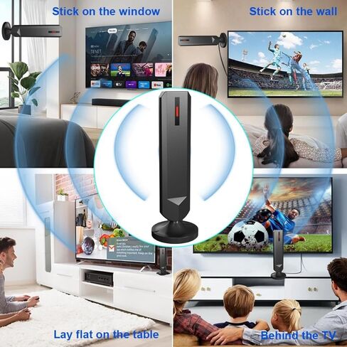TV Antenna for Smart TV Indoor,2026 Digital TVAntenna with Stick Base, 360° Long Range Reception 4K HDTV Antenna for Local Channels, Easy Installation Antennas for 1080P TVs Without Cable Antenna in Saudi Arabia