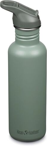 Klean Kanteen 27 oz Classic Water Bottle with Flip Seal Sport Cap & Straw - 100% Leakproof Spout & Cap - Durable, BPA-Free & Stainless Steel Material - Easy-Sip Water Bottle - Sea Spray in Saudi Arabia