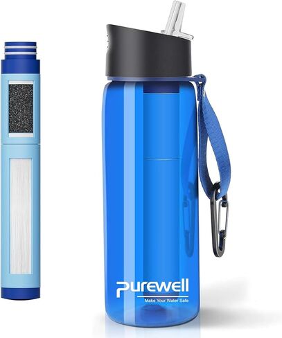 Purewell Filtered Water Bottle BPA Free with 5-Stage Integrated Filter Straw for Camping, Hiking, Backpacking and Travel in Saudi Arabia