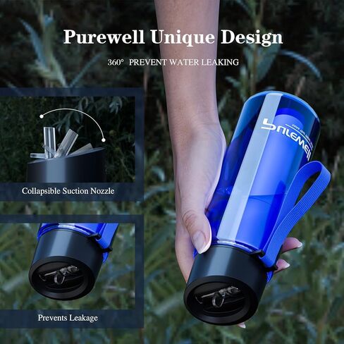 Purewell Filtered Water Bottle BPA Free with 5-Stage Integrated Filter Straw for Camping, Hiking, Backpacking and Travel in Saudi Arabia