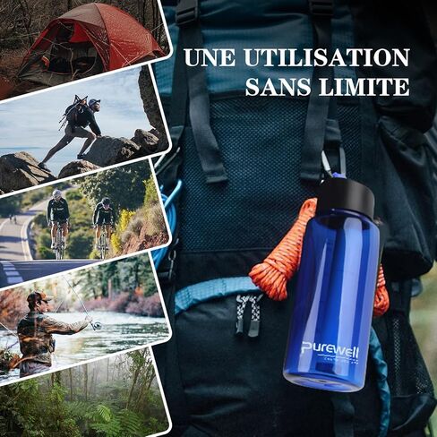 Purewell Filtered Water Bottle BPA Free with 5-Stage Integrated Filter Straw for Camping, Hiking, Backpacking and Travel in Saudi Arabia