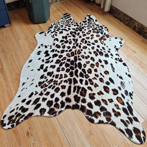 JACCAWS Faux Leopard Rug - Durable and Soft (4.6ft x 6.6ft) - Cheetah Print Rug for a Western Boho Decor - Synthetic, Cruelty-Free Animal Print Rugs with No-Slip Backing (4.6ft x 6.6ft) in Saudi Arabia