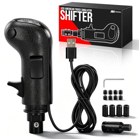 Rogierra USB American Truck Simulator Shifter PC Racing Game Gear Shift Knob for ATS ETS2, 18 Speed Simulator Shifter Compatible with Logitech G25 G27 G29 G920 Thrustmaster TH8A Fanatec, Version 2 in Saudi Arabia