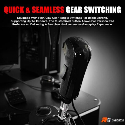 Rogierra USB American Truck Simulator Shifter PC Racing Game Gear Shift Knob for ATS ETS2, 18 Speed Simulator Shifter Compatible with Logitech G25 G27 G29 G920 Thrustmaster TH8A Fanatec, Version 2 in Saudi Arabia