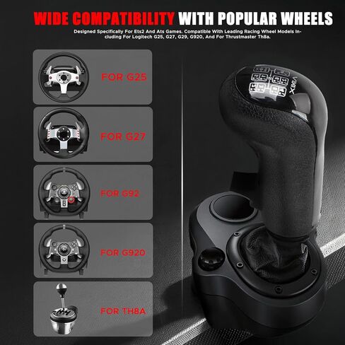 Rogierra USB American Truck Simulator Shifter PC Racing Game Gear Shift Knob for ATS ETS2, 18 Speed Simulator Shifter Compatible with Logitech G25 G27 G29 G920 Thrustmaster TH8A Fanatec, Version 2 in Saudi Arabia