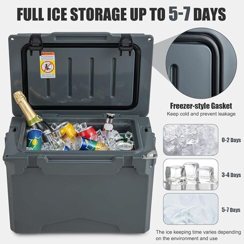 Goplus Portable Hard Cooler, Insulated Rolling Cooler w/6-Day Ice Retention, Pull Handle, Wheels, Outdoor Ice Chest Box w/2 Cup Holders, Ruler, Bottle Opener, for Camping, Fishing, Beach (Gray, 25QT) in Saudi Arabia