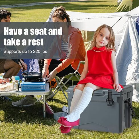 Goplus Portable Hard Cooler, Insulated Rolling Cooler w/6-Day Ice Retention, Pull Handle, Wheels, Outdoor Ice Chest Box w/2 Cup Holders, Ruler, Bottle Opener, for Camping, Fishing, Beach (Gray, 25QT) in Saudi Arabia