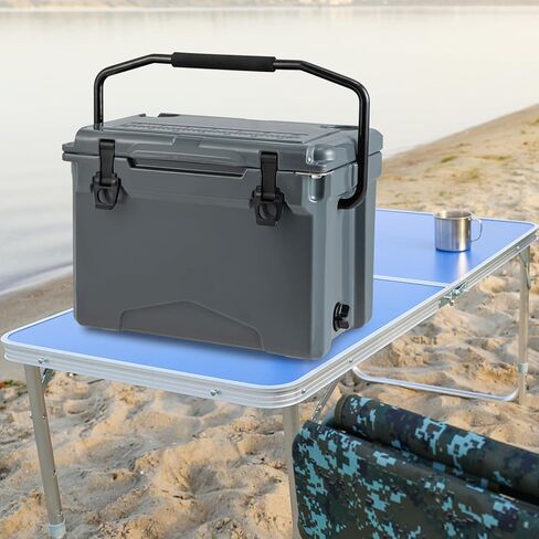 Goplus Portable Hard Cooler, Insulated Rolling Cooler w/6-Day Ice Retention, Pull Handle, Wheels, Outdoor Ice Chest Box w/2 Cup Holders, Ruler, Bottle Opener, for Camping, Fishing, Beach (Gray, 25QT) in Saudi Arabia