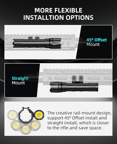 EZshoot 1800 Lumens Rifle Light with Remote Pressure Switch Compatible with M-Rail, IPX7 Waterproof Rechargeable Rifle Flashlight with Strobe Mode for Home Defence, Hunting in Saudi Arabia