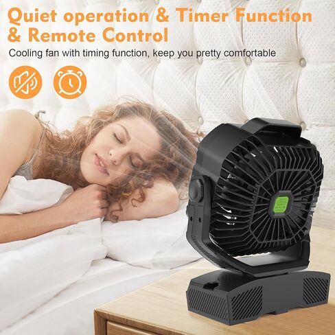 RUNTOP 20000mAh Camping Fan, Oscillating High Speed Rechargeable Battery Operated Fan w/RGB Light,Remote,Hanging Hook, Outdoor Portable Fans Battery Powered Personal USB Desk Fan for Tent, Travel in Kuwait