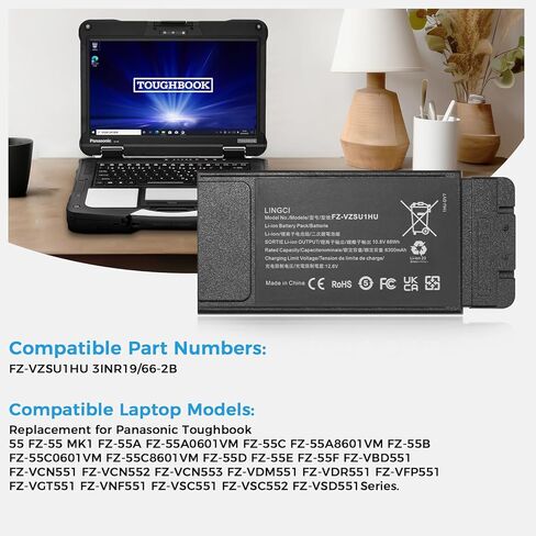 FZ-55 Battery, FZ-VZSU1HU Battery Replacement for Panasonic Toughbook 55 FZ-55 Mk1 FZ-VZSU1 10.8V 68Wh 6300mAh Li-Polymer (Not Suitable for CF-54) in Saudi Arabia