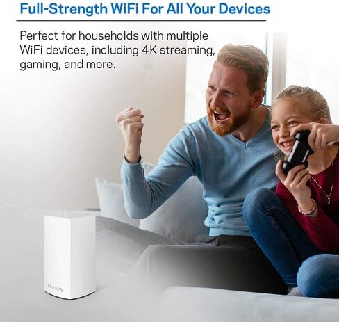 Linksys Velop Mesh Home Wi-Fi System, Up to 1,500 Sq. Ft. Coverage, Supports 10+ Devices, Dual-Band AC1300 Speeds up to 1.3 Gbps, Easy App Setup, White in Saudi Arabia