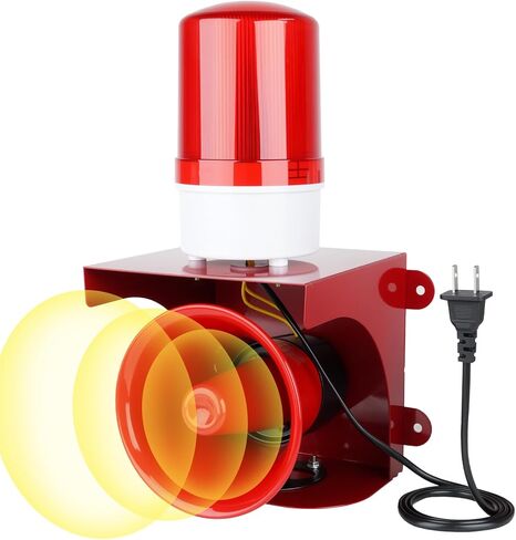 AC110V Industrial Siren Alarm Strobe Light, 120dB Loud Horn & Red Beacon, Waterproof Outdoor Security Alarm for Factory, Office, Warehouse, Emergency, Fires, Tornado, Intruder Alert (120dB) in Saudi Arabia