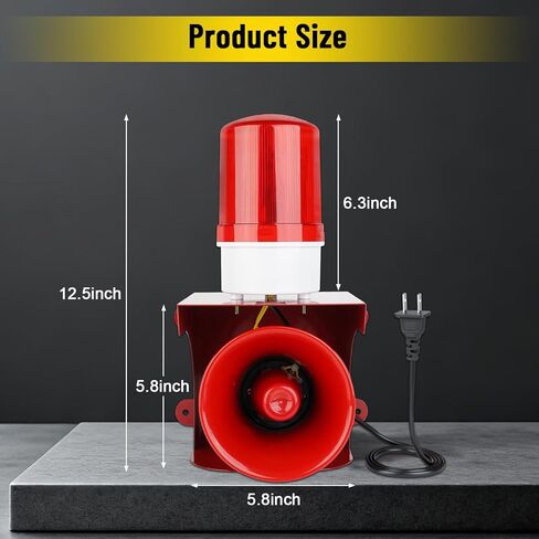 AC110V Industrial Siren Alarm Strobe Light, 120dB Loud Horn & Red Beacon, Waterproof Outdoor Security Alarm for Factory, Office, Warehouse, Emergency, Fires, Tornado, Intruder Alert (120dB) in Saudi Arabia