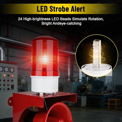 AC110V Industrial Siren Alarm Strobe Light, 120dB Loud Horn & Red Beacon, Waterproof Outdoor Security Alarm for Factory, Office, Warehouse, Emergency, Fires, Tornado, Intruder Alert (120dB) in Saudi Arabia